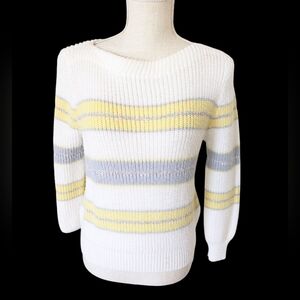 Vintage 90s Sweater Boat neck Striped *‎
